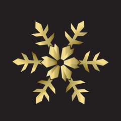 Vector Christmas gold snowflake ornament icon logo background