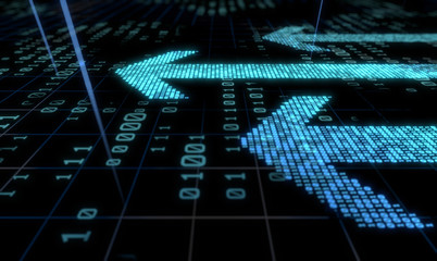 Binary arrows, technology finance and data transmission