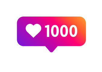 1000 likes icon on white background. Vector illustration