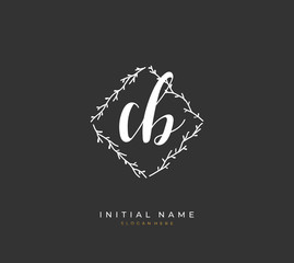 Handwritten initial letter C B CB for identity and logo. Vector logo template with handwriting and signature style.
