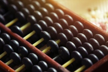 old wooden abacus on white background