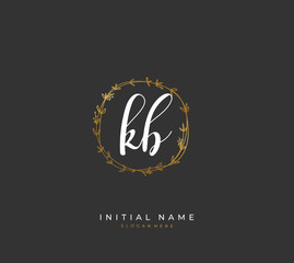 Handwritten initial letter K B KB for identity and logo. Vector logo template with handwriting and signature style.