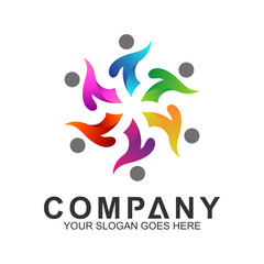people connect,vector logo social,people care logo,human in circle