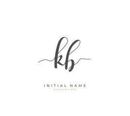 Handwritten initial letter K B KB for identity and logo. Vector logo template with handwriting and signature style.