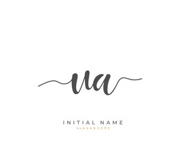 Handwritten initial letter U A UA for identity and logo. Vector logo template with handwriting and signature style.