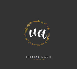 Handwritten initial letter U A UA for identity and logo. Vector logo template with handwriting and signature style.