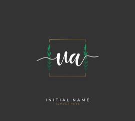 Handwritten initial letter U A UA for identity and logo. Vector logo template with handwriting and signature style.