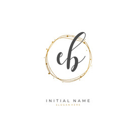 Handwritten initial letter E B EB for identity and logo. Vector logo template with handwriting and signature style.