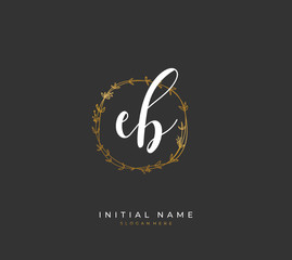 Handwritten initial letter E B EB for identity and logo. Vector logo template with handwriting and signature style.