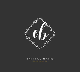 Handwritten initial letter E B EB for identity and logo. Vector logo template with handwriting and signature style.
