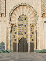 Fototapeta na wymiar Arched Doorway to Mosque in Casablanca