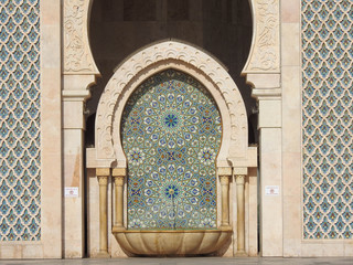 Tiled Water Fountain at a Mosque in Casablanca