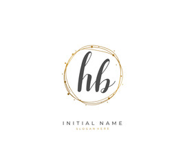 Handwritten initial letter H B HB for identity and logo. Vector logo template with handwriting and signature style.