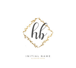 Handwritten initial letter H B HB for identity and logo. Vector logo template with handwriting and signature style.