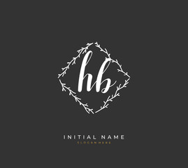 Handwritten initial letter H B HB for identity and logo. Vector logo template with handwriting and signature style.