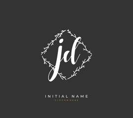 Handwritten initial letter J D JD for identity and logo. Vector logo template with handwriting and signature style.