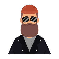 motorcyclist man with beard avatar character