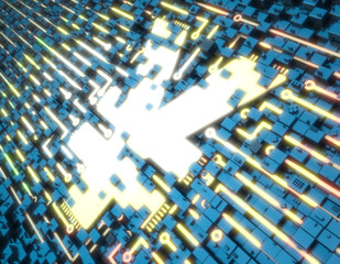 Circuit board with RMB symbol, electronic network information security, information transmission and financial technology
