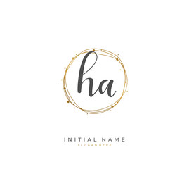Handwritten initial letter H A HA for identity and logo. Vector logo template with handwriting and signature style.