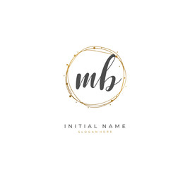 Handwritten initial letter M B MB for identity and logo. Vector logo template with handwriting and signature style.