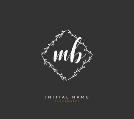 Handwritten initial letter M B MB for identity and logo. Vector logo template with handwriting and signature style.