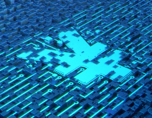 Circuit board with RMB symbol, electronic network information security, information transmission and financial technology