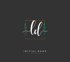 Handwritten initial letter L D LD for identity and logo. Vector logo template with handwriting and signature style.