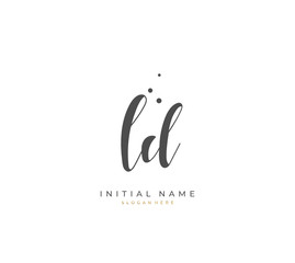 Handwritten initial letter L D LD for identity and logo. Vector logo template with handwriting and signature style.