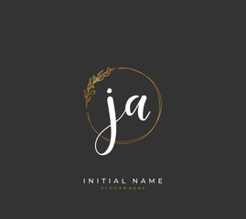 Handwritten initial letter J A JA for identity and logo. Vector logo template with handwriting and signature style.