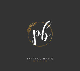 Handwritten initial letter P B PB for identity and logo. Vector logo template with handwriting and signature style.