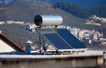 solar heater panels on the roof