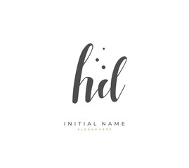 Handwritten initial letter H D HD for identity and logo. Vector logo template with handwriting and signature style.