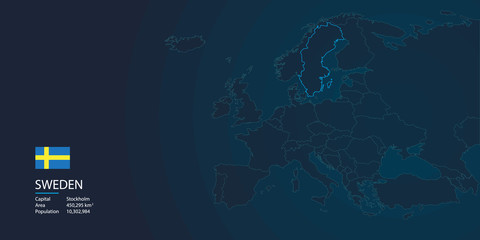 Sweden map background with flag and modern concept