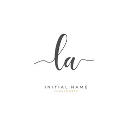 Handwritten initial letter L A LA for identity and logo. Vector logo template with handwriting and signature style.