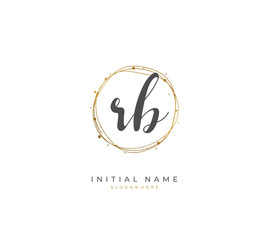Handwritten initial letter R B RB for identity and logo. Vector logo template with handwriting and signature style.