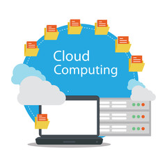 Flat line design website banner of business cloud computing