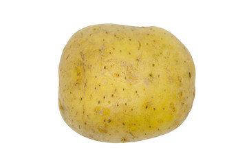 Potato tuber close up isolated on a white background. Fresh vegetables, food for vegans.