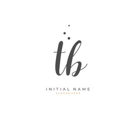 Handwritten initial letter T B TB for identity and logo. Vector logo template with handwriting and signature style.