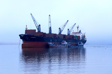 Fototapeta premium cargo ship in harbor