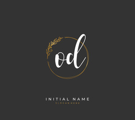 Handwritten initial letter O D OD for identity and logo. Vector logo template with handwriting and signature style.