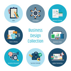 Business Web and Seo Flat Design Concept