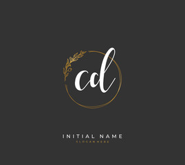 Handwritten initial letter AC D CD for identity and logo. Vector logo template with handwriting and signature style.