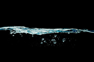 water wave isolated on black background.