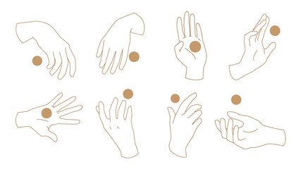 Hand icon, Hands linear style and fingers vector design in various poses for create logo and line arts design Template.