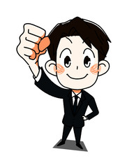 	こぶしを挙げる若い男性