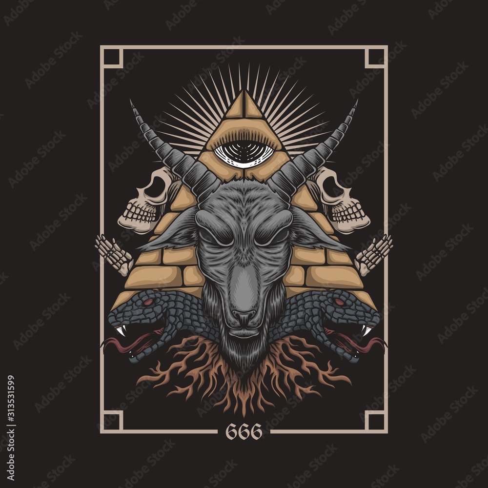 Wall mural baphomet satanic vector illustration