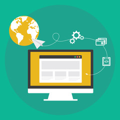 web website design programming development and launching vector concept