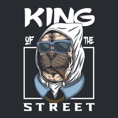 Pug dog king of the street vector illustration 
