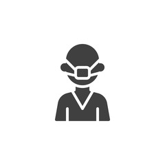 Doctor man with medical protective mask vector icon. filled flat sign for mobile concept and web design. Doctor character avatar glyph icon. Healthcare symbol, logo illustration. Vector graphics