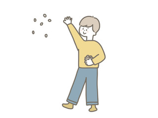 Children sowing beans